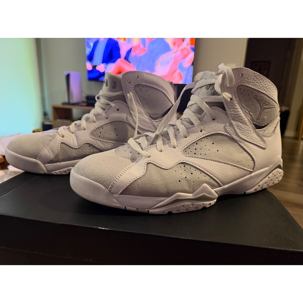 Air Jordan 7 Retro Pure Platinum White Metallic Silver 304775-120 Mens Sneakers - Picture 3 of 14